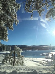 snow on a lake in the winter