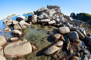 Summer landscape of rocky sea coast