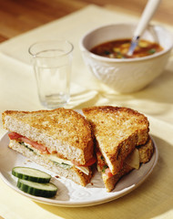 Toasted cheese and tomato sandwich