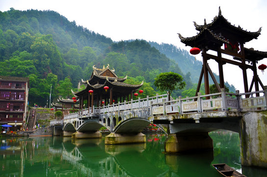 The river in the town Fenghuang The province of Hunan China is