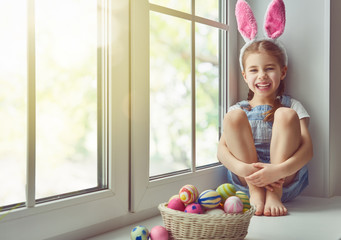 girl wearing bunny ears