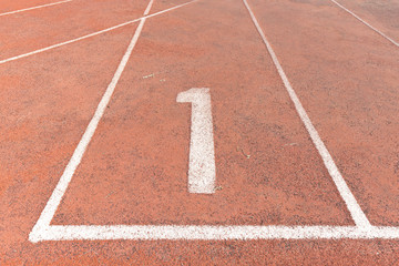 Start track. Lanes 1, number one of a red racing track.