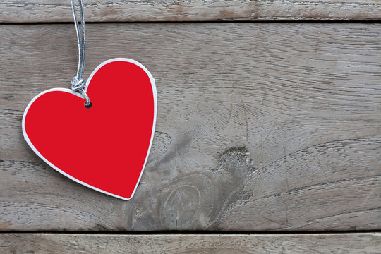 Heart paper on old wood, Background for Valentines Day