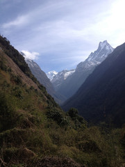 Machapuchare or Fishtail peak in Nepal, a part of Annapurna base