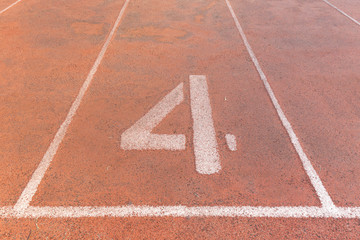 Start track. Lanes 4, number four of a red racing track.