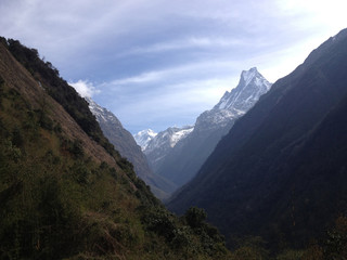 Machapuchare or Fishtail peak in Nepal, a part of Annapurna base