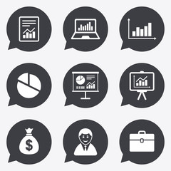 Statistics, accounting icons. Charts signs.