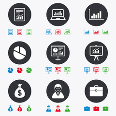 Statistics, accounting icons. Charts signs.