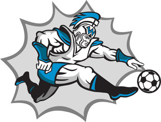 Roman Warrior Soccer Player Ball Retro