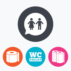 Toilet paper icons. Gents and ladies room.