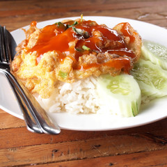 Tasty Omelet and rice,Thai menu