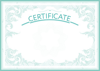 Horizontal certificate design template with an ornament in vintage style