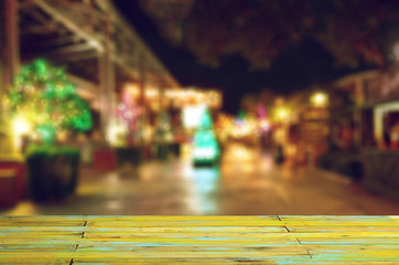 Blurred background. Night city lights blur. Retro toned photo, vintage. holiday christmas and new year