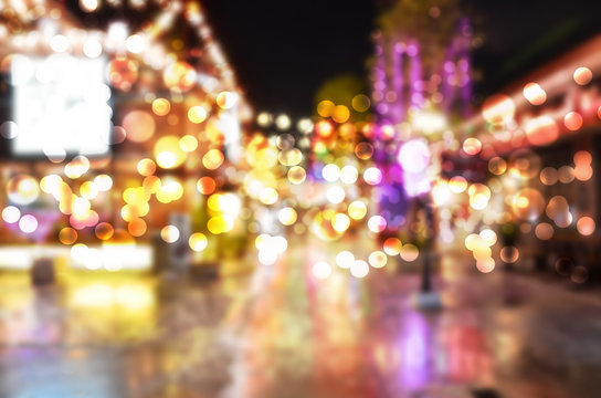 Blurred background. Night city lights blur. Retro toned photo, vintage. holiday christmas and new year