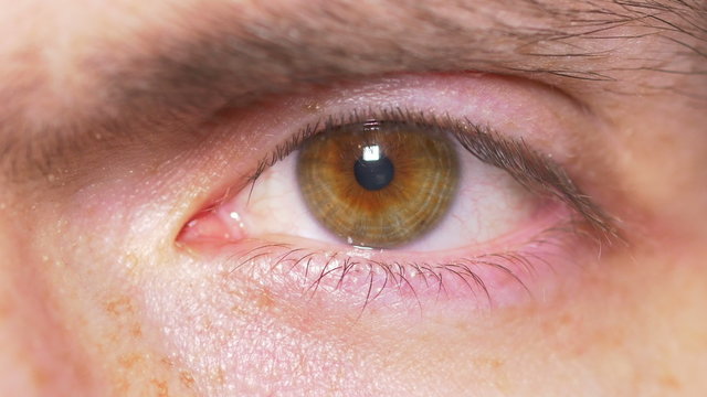 Close-up of man eye opening