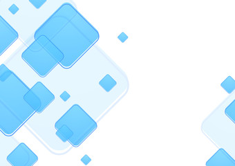 Blue geometric squares on white background