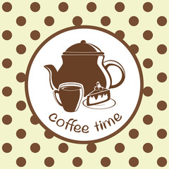Cup of coffee with coffee pot
