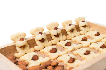 Almond bear cookies isolated on white