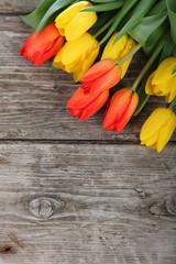 Bouquet of yellow and red tulips