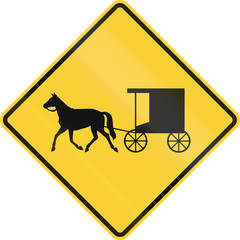 Fototapeta na wymiar United States MUTCD warning road sign - Horse-drawn carriage crossing