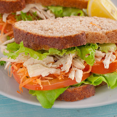 closeup sandwich with chicken