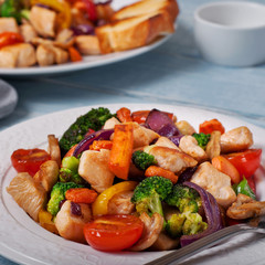 Grilled vegetables with chicken