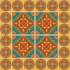 Vector seamless texture. Beautiful colored pattern for design and fashion with decorative elements and border