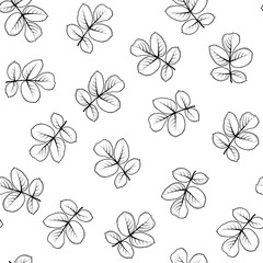 Seamless pattern made from graphic rose leaves.