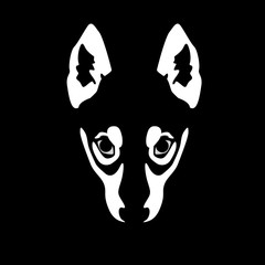 illustration of wolf face on black background