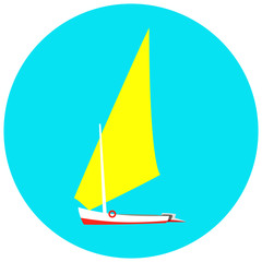 yacht illustration on a blue background