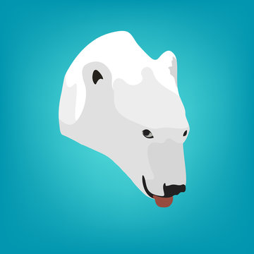 illustration polar bear's head on a blue background. Eps 10