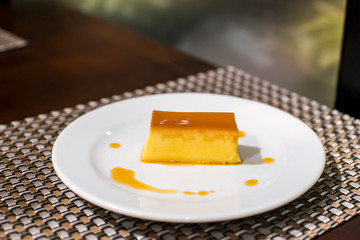 custard on a white plate
