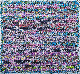 Fototapeta premium Natural crocheted rug colorful striped background