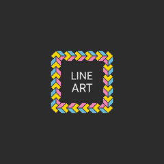 Retro Frame with Place for Text. Vintage Decoration Element. Illustration for Marketing and Business Presentation. Line Art Design for Invitations, Posters and Badges. Vector Linear Frame. 