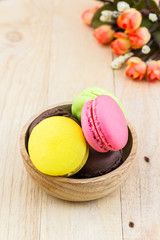 Sweet and colourful french macaron or macaron.