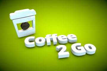 coffee 2 go 3d tender sign symbol grpahic illustration green