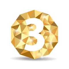 number three polygon yellow gold