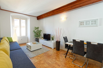 Modern living room with wooden floor