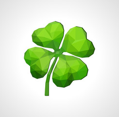 polygon symbol of good luck four-leaf clover green on white