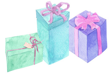 Gift box watercolor