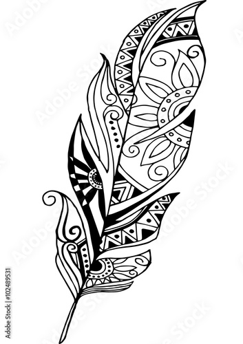 quot vector feather on a white background vintage tribal quot vector feather on a white background vintage tribal