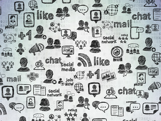 Digital background: Digital Paper with  Hand Drawn Social Network Icons