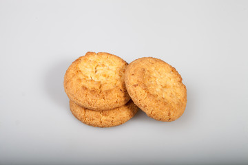 Cookies with texture on a white background in studio