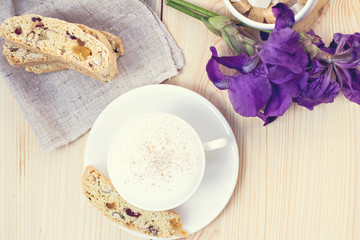 Biscotti  with dried cranberries and coffee