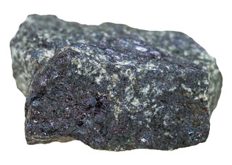 Bornite (peacock ore) stone isolated