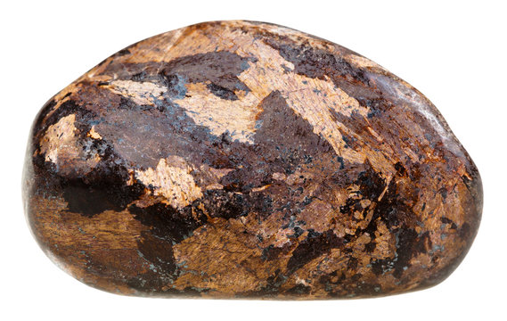 tumbled Bronzite gemstone isolated on white