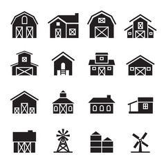 barn & farm building icon set - obrazy, fototapety, plakaty