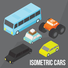 Isometric city transportation vector objects pack
