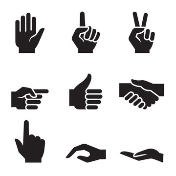 human hand symbol icon set