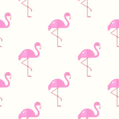 Flamingo Bird Background. Retro Seamless Pattern in Vector